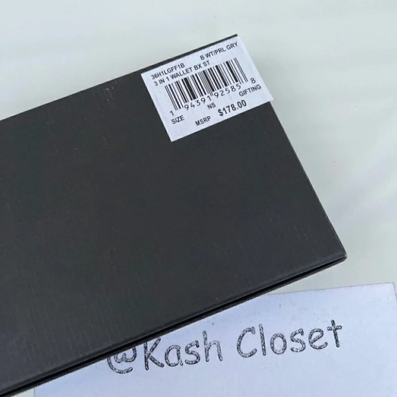 Michael kors Men Wallet Card Case Gift box set Bright White/Pearl Grey - Picture 5 of 6